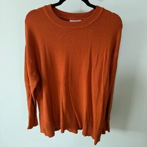 Free Assembly Womens Pullover Top Orange Long Sleeve Crew Neck Knit Size Large